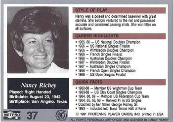 1991 NetPro The Legends #37 Nancy Richey Back