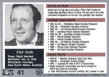 1991 NetPro The Legends #41 Fred Stolle Back