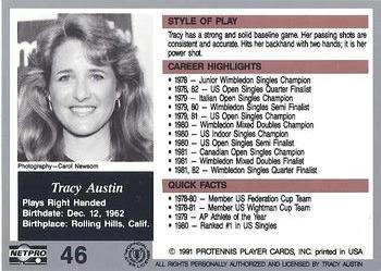 1991 NetPro The Legends #46 Tracy Austin Back