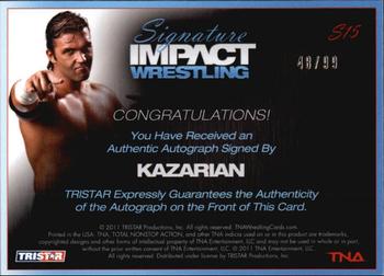 2011 TriStar Signature Impact - Silver Autographs #S15 Kazarian Back