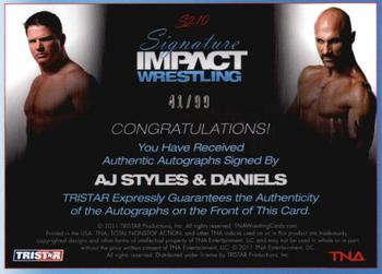 2011 TriStar Signature Impact - Silver Dual Autographs #10 AJ Styles / Daniels Back