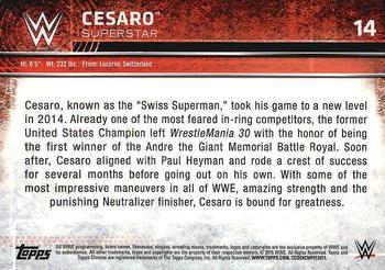 2015 Topps Chrome WWE #14 Cesaro Back