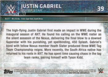 2015 Topps Chrome WWE #39 Justin Gabriel Back