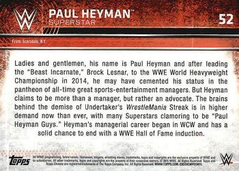2015 Topps Chrome WWE #52 Paul Heyman Back