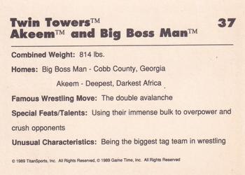 1989 Classic WWF #37 Twin Towers (Akeem & Big Boss Man) Back