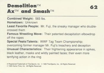 1989 Classic WWF #62 Demolition Back