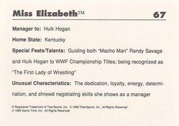 1989 Classic WWF #67 Miss Elizabeth Back