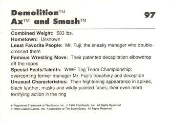 1989 Classic WWF #97 Demolition Back