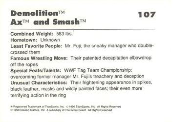 1989 Classic WWF #107 Demolition Back