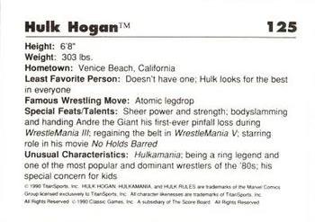 1989 Classic WWF #125 Hulk Hogan Back