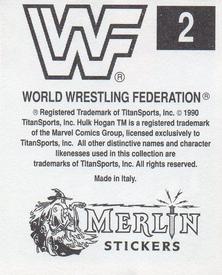 1990 Merlin WWF Superstars Stickers #2 Hulk Hogan Puzzle Back