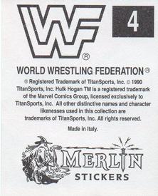 1990 Merlin WWF Superstars Stickers #4 Hulk Hogan Puzzle Back