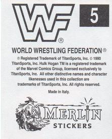 1990 Merlin WWF Superstars Stickers #5 Hulk Hogan Puzzle Back