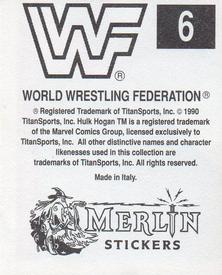 1990 Merlin WWF Superstars Stickers #6 Hulk Hogan Puzzle Back