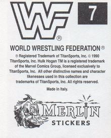 1990 Merlin WWF Superstars Stickers #7 Hulk Hogan Puzzle Back