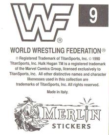 1990 Merlin WWF Superstars Stickers #9 Earthquake Logo Back