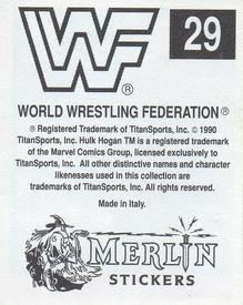 1990 Merlin WWF Superstars Stickers #29 Bobby The Brain Heenan Back