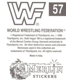 1990 Merlin WWF Superstars Stickers #57 Hacksaw Jim Duggan Logo Back