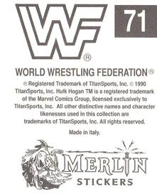 1990 Merlin WWF Superstars Stickers #71 Brother Love Logo Back