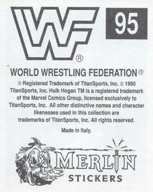 1990 Merlin WWF Superstars Stickers #95 Marty Jannetty Back