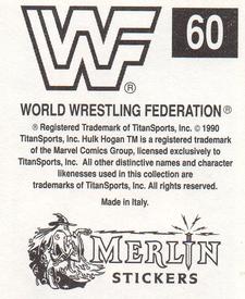 1990 Merlin WWF Superstars Stickers #60 The Hart Foundation Puzzle Back