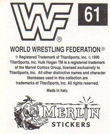 1990 Merlin WWF Superstars Stickers #61 The Hart Foundation Puzzle Back