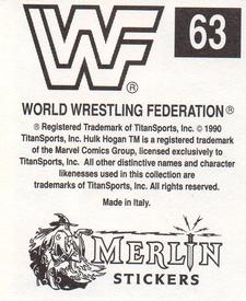 1990 Merlin WWF Superstars Stickers #63 The Hart Foundation Puzzle Back