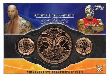 2015 Topps WWE - Commemorative Championship Plates #NNO Batista / Rey Mysterio Front