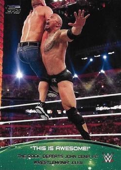 2015 Topps WWE - Crowd Chants: This Is Awesome! #1 The Rock Defeats John Cena at WrestleMania XXVIII Front