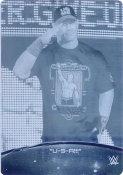 2015 Topps WWE - Crowd Chants: U-S-A!!! Printing Plates Cyan #8 John Cena Front