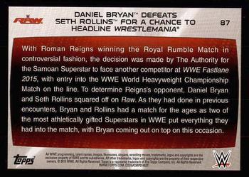 2015 Topps WWE Road to Wrestlemania #87 Daniel Bryan Back