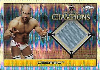2015 Topps Chrome WWE - Night of Champions Mat Relics Pulsar Refractor #NNO Cesaro Front