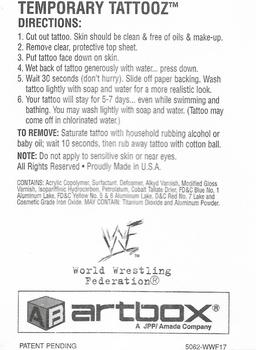 1999 Artbox WWF Lenticular Action - Temporary Tattooz #WWF17 RAW is WAR Logo Back
