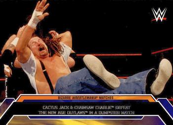 2015 Topps WWE Road to Wrestlemania - Bizarre WrestleMania Matches #8 Cactus Jack & Chainsaw Charlie Defeat The New Age Outlaws in a Dumpster Match Front