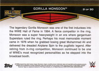 2015 Topps WWE Road to Wrestlemania - Hall of Fame #3 Gorilla Monsoon Back