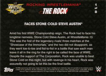 2015 Topps WWE Road to Wrestlemania - The Rock Rocking WrestleMania #1 Faces Stone Cold Steve Austin Back