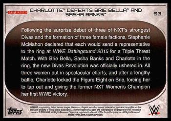 2016 Topps WWE Road to Wrestlemania #63 Charlotte Back
