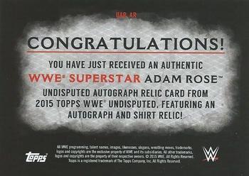 2015 Topps WWE Undisputed - Autographs Relics #UAR-AR Adam Rose Back