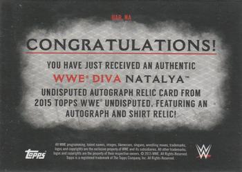 2015 Topps WWE Undisputed - Autographs Relics Black #UAR-NA Natalya Back