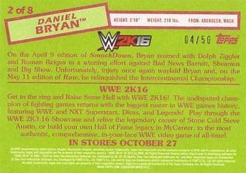 2015 Topps WWE Heritage - 2K16 Short Print Black Border #2 Daniel Bryan Back