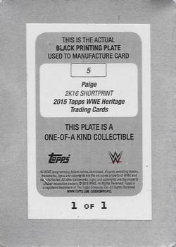 2015 Topps WWE Heritage - 2K16 Short Print Printing Plate Black #5 Paige Back