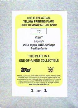 2015 Topps WWE Heritage - Printing Plate Yellow #15 Edge Back