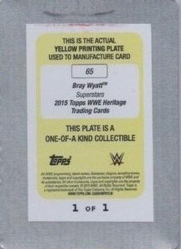2015 Topps WWE Heritage - Printing Plate Yellow #65 Bray Wyatt Back