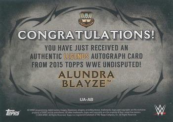 2015 Topps WWE Undisputed - Autographs #UA-AB Alundra Blayze Back