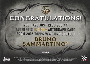 2015 Topps WWE Undisputed - Autographs #UA-BS Bruno Sammartino Back