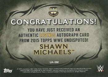 2015 Topps WWE Undisputed - Autographs #UA-SM Shawn Michaels Back