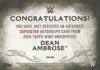 2015 Topps WWE Undisputed - Autographs Purple #UA-DA Dean Ambrose Back