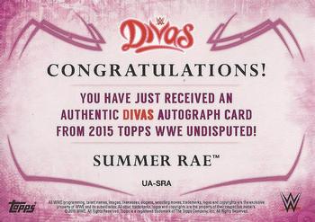 2015 Topps WWE Undisputed - Autographs Purple #UA-SRA Summer Rae Back