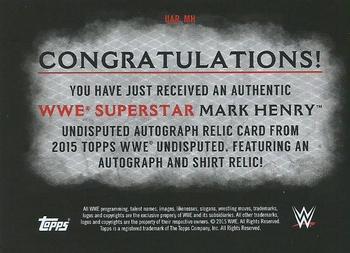 2015 Topps WWE Undisputed - Autographs Relics Purple #UAR-MH Mark Henry Back