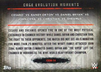 2015 Topps WWE Undisputed - Cage Evolution Moments Black #CEM-14 Randy Orton / Daniel Bryan / John Cena / Cesaro / Christian / Sheamus Back